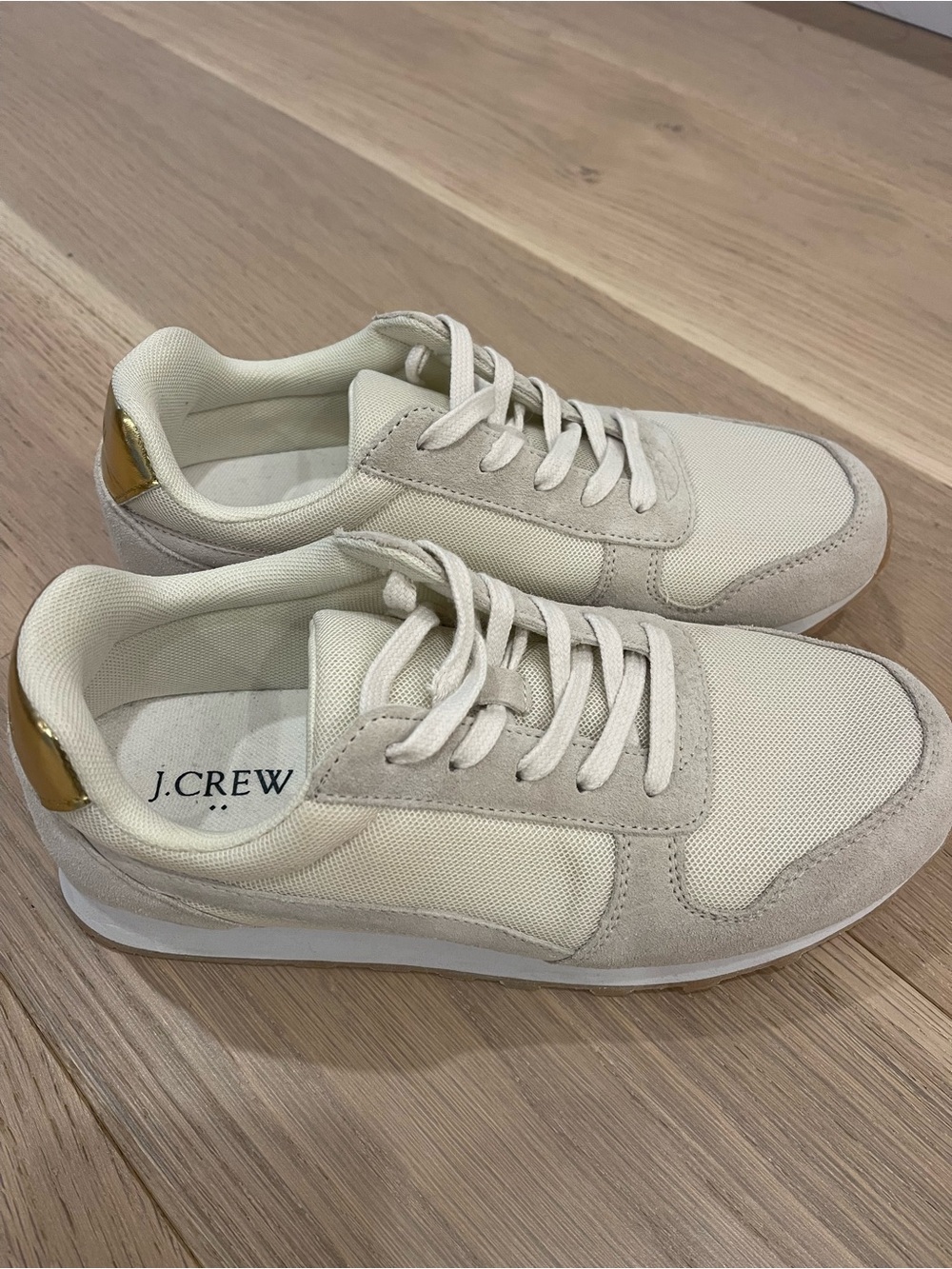 J. Crew Women's City Sneakers- never worn; beige & gold